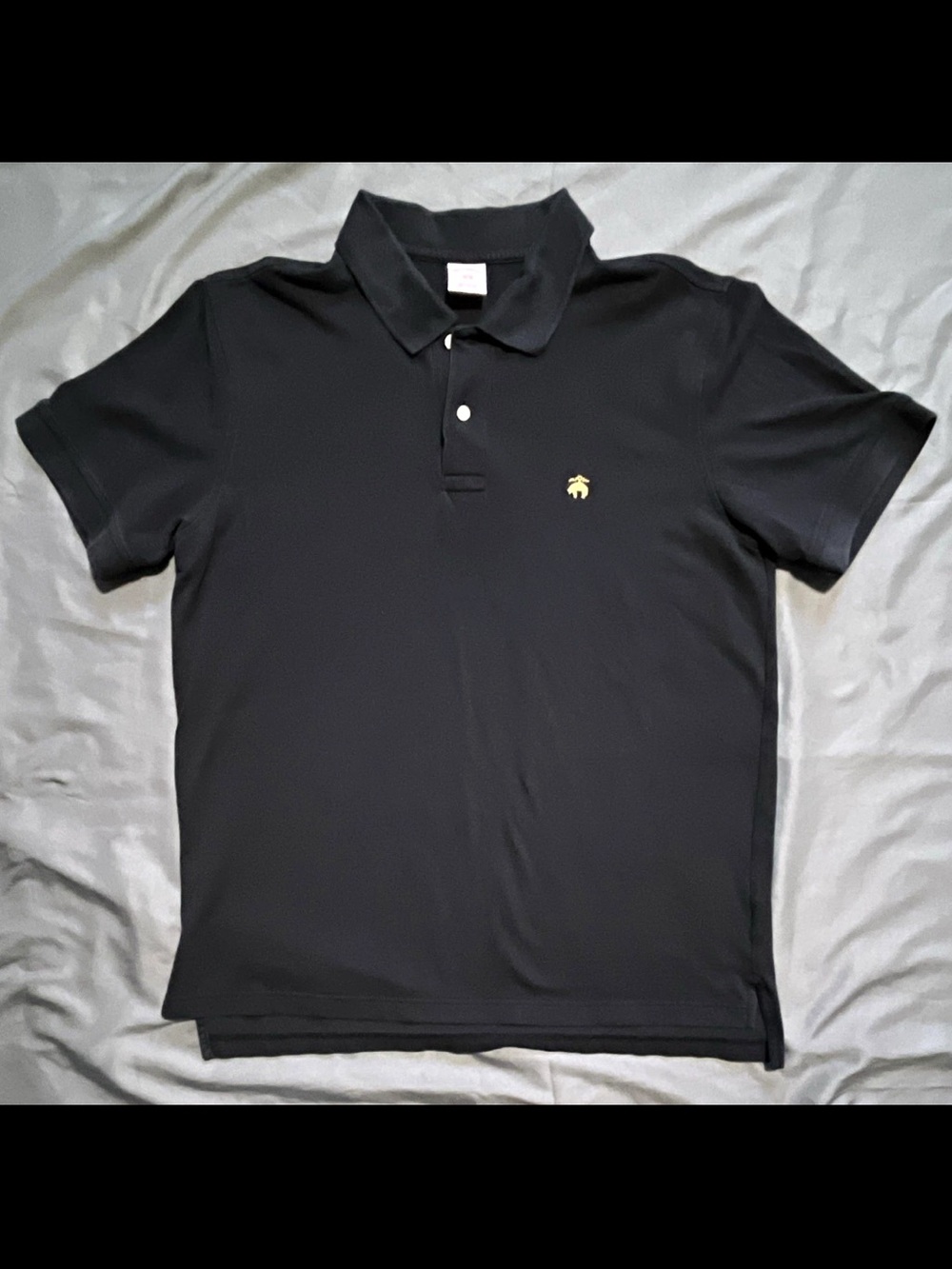 Brooks Brothers Black Polo with Small Gold Embroidered Logo